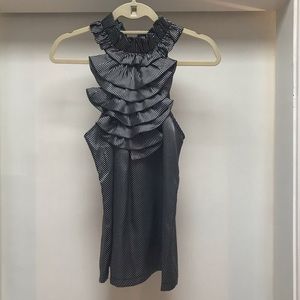 Sleeveless Blouse - Navy/White Line Top